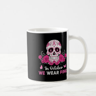 Pink Ribbon Skull Breast Cancer Awareness Hallowee Coffee Mug