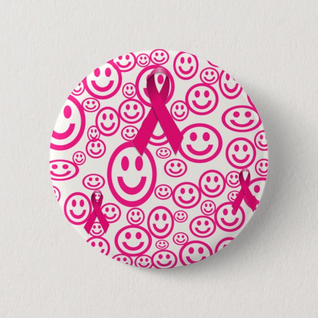 Pink Ribbon Smiles That Help 2 Inch Round Button (Front)