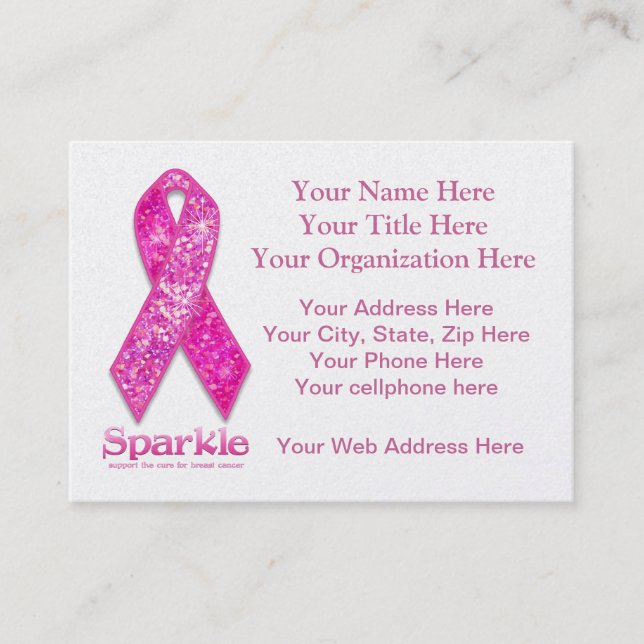 Pink Ribbon Sparkle gifts Business Card (Front)