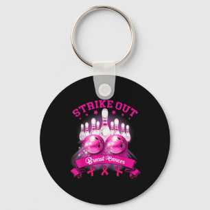 Pink Ribbon Strike Out Breast Cancer Awareness Keychain