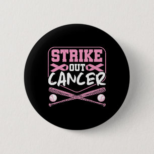 Pink Ribbon Strike Out Cancer Bysebyll 2 Inch Round Button