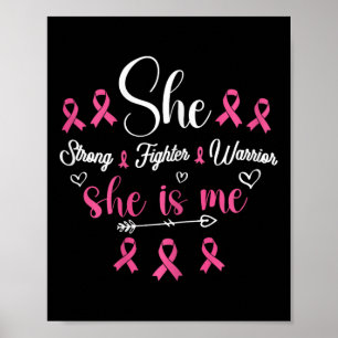 Pink Ribbon Strong Warrior Breast Cancer Awareness Poster