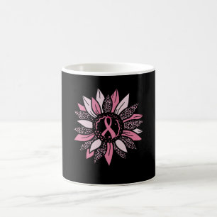 Pink Ribbon Sunflower Breast Cancer Awareness Gift Coffee Mug
