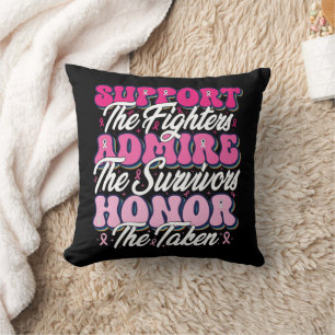 Pink Ribbon Support Admire Honour Breast Awareness Throw Pillow