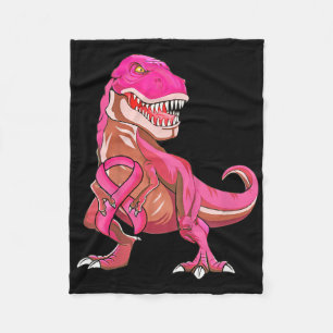 Pink Ribbon T-rex Breast Cancer Awareness For Boys Fleece Blanket