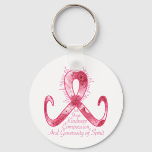 Pink Ribbon Thank You Keychain