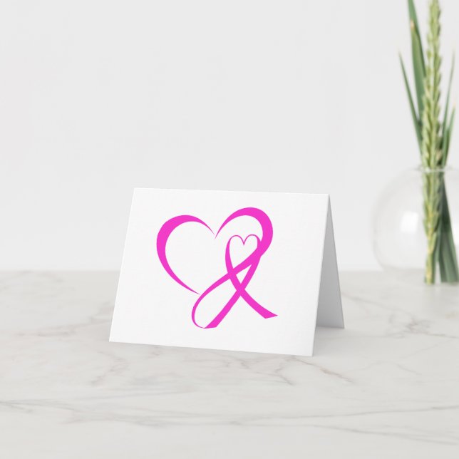 Pink Ribbon Thank You or Blank Note (Front)