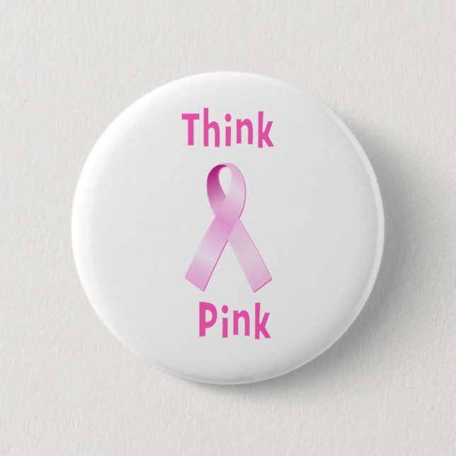 Pink Ribbon - Thnk Pink 2 Inch Round Button (Front)