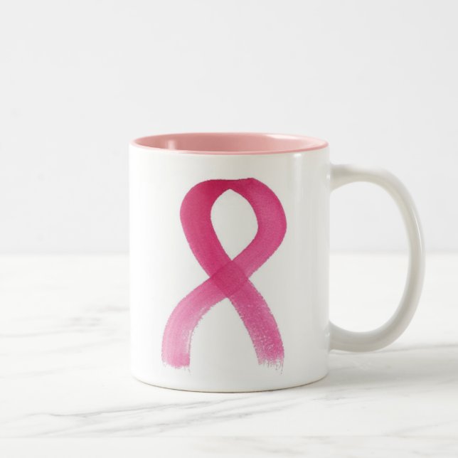 Pink Ribbon Two-Tone Coffee Mug (Right)