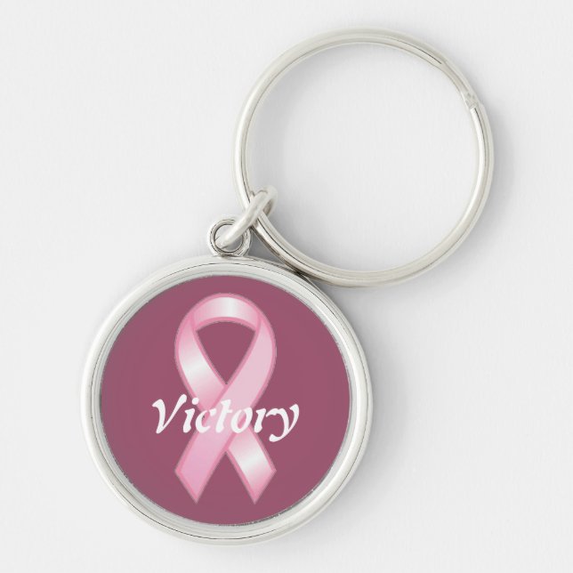 Pink Ribbon Victory over Cancer Keychain (Front)