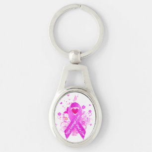 Pink Ribbon Vintage Keychain