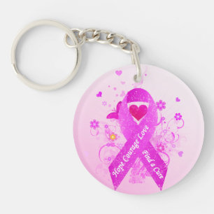 Pink Ribbon Vintage Keychain