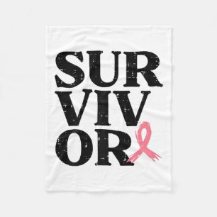 Pink Ribbon Warrior Breast Cancer Awareness Women Fleece Blanket