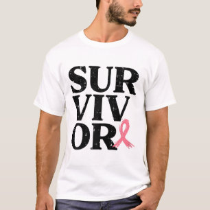 Pink Ribbon Warrior Breast Cancer Awareness Women  T-Shirt