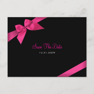Pink Ribbon Wedding Save the Date 3 Announcement Postcard