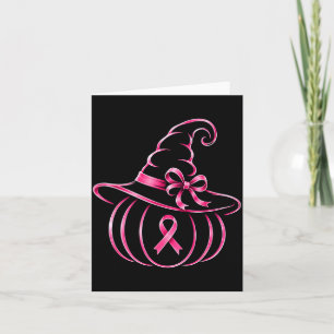 Pink ribbon witch hat breast cancer halloween card