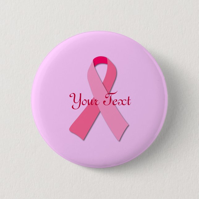 Pink Ribbon with Custom Text 2 Inch Round Button (Front)