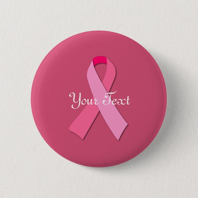 Pink Ribbon with Custom Text 2 Inch Round Button (Front)