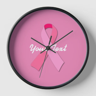 Pink Ribbon with Custom Text Clock