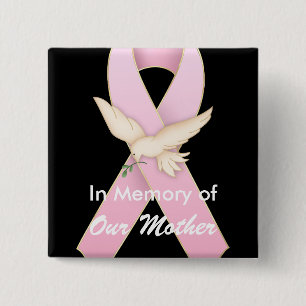 Pink Ribbon with Dove ~ Customizable Button