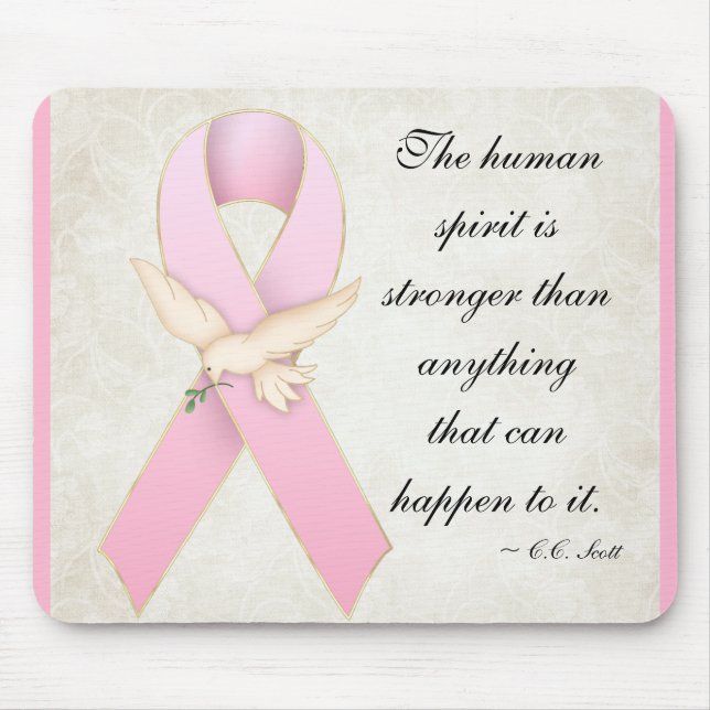 Pink Ribbon with Dove Quotable/Customize Mousepad (Front)