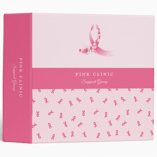 Pink Ribbon with Flowers Binder (Front/Spine)