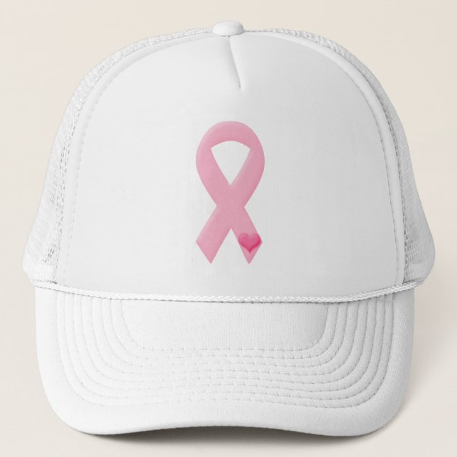 Pink Ribbon with Heart Trucker Hat (Front)