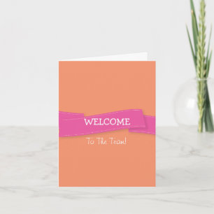 Pink Ribbon with White Border Cute Welcome Card