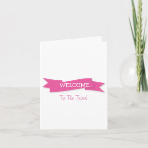 Pink Ribbon with White Border Cute Welcome Card