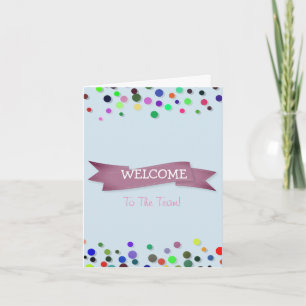 Pink Ribbon with White Border Polkadots Welcome Card