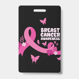 Pink Ribbon Women Cancer Breast Cancer Awareness  Badge