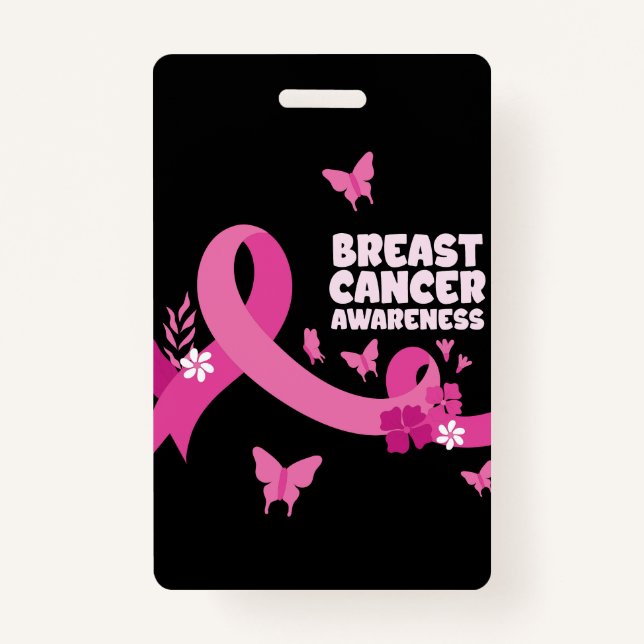 Pink Ribbon Women Cancer Breast Cancer Awareness  Badge (Front)
