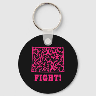 Pink Ribbon Wyoming Wy State Breast Cancer Fight S Keychain