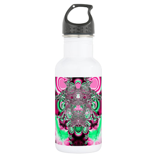Pink Ribbons and Bow Fractal 532 Ml Water Bottle (Front)
