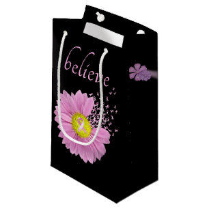 Pink Ribbons and Daisy Believe  Small Gift Bag