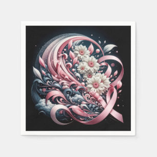 Pink Ribbons and Daisy Bouquet Napkin