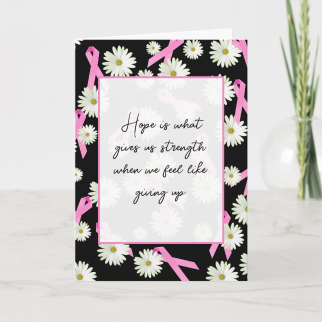 Pink Ribbons and White Daisies Card (Front)
