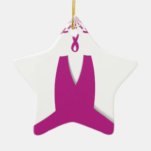 Pink Ribbons Breast Cancer Awareness Art Print Ceramic Ornament