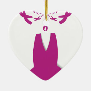 Pink Ribbons Breast Cancer Awareness Art Print Ceramic Ornament