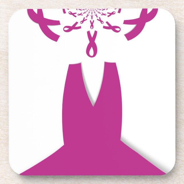 Pink Ribbons Breast Cancer Awareness Art Print Coaster (Front)