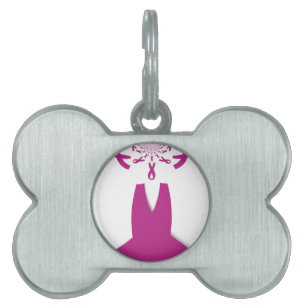 Pink Ribbons Breast Cancer Awareness Art Print Pet Name Tag