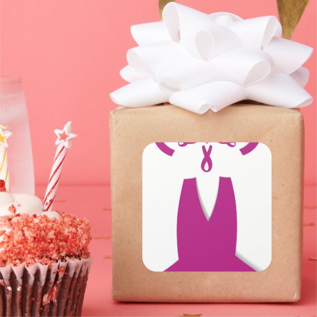 Pink Ribbons Breast Cancer Awareness Art Print Square Sticker (Party)