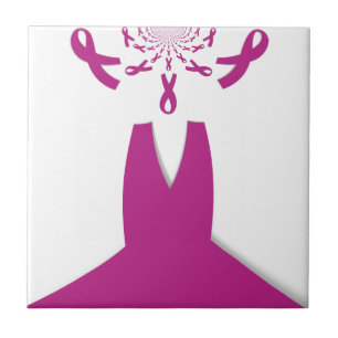 Pink Ribbons Breast Cancer Awareness Art Print Tile