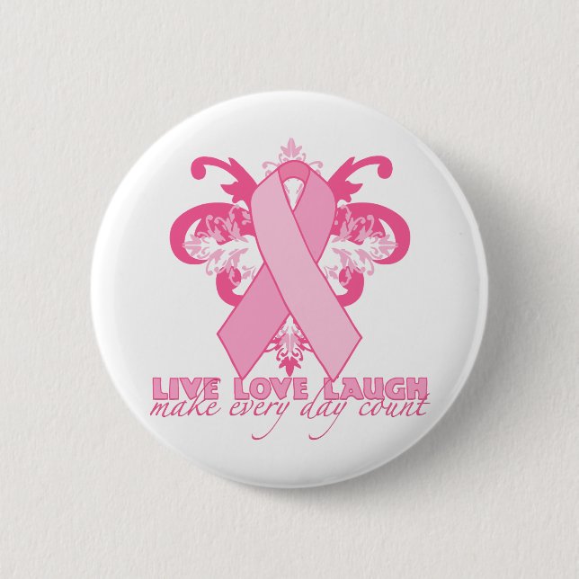 Pink Ribbons Every Day 2 Inch Round Button (Front)
