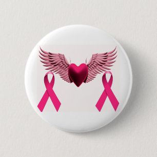 Pink Ribbons & Heart of Love & Support 2 Inch Round Button