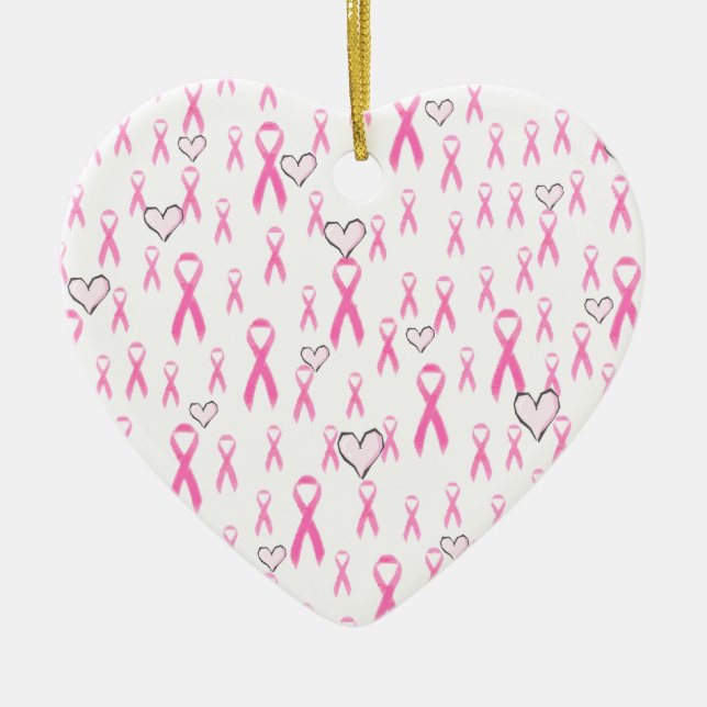 Pink Ribbons,I Care!_ Ceramic Ornament (Front)