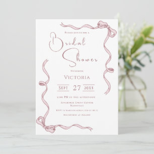 Pink Ribbons Minimalist Bridal Shower Invitation