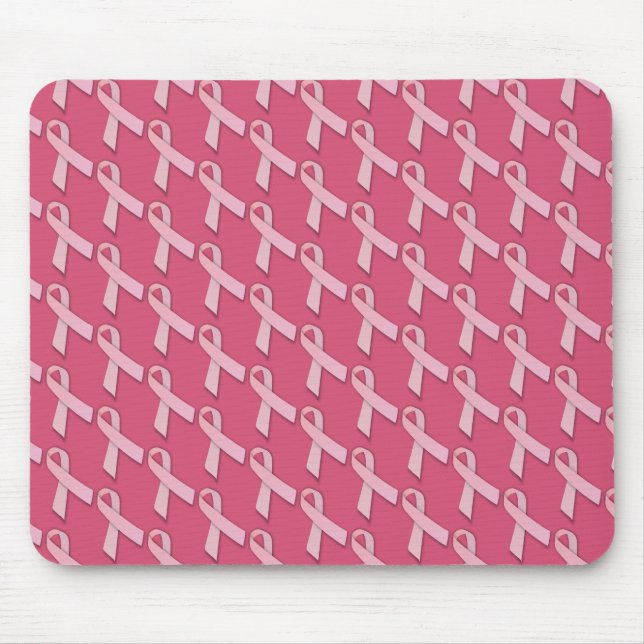 Pink Ribbons Tiled Pattern Mouse Pad (Front)