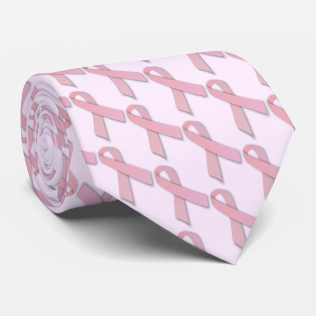 Pink Ribbons Tiled Pattern Tie (Rolled)