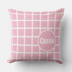 Pink Ric Rac Check for Girl Throw Pillow